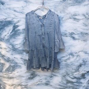 Faherty Light Blue Tiered Tunic Dress
